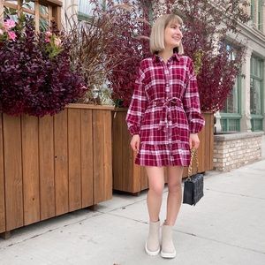 Francesca’s plaid flannel shirt dress